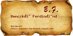 Benczkó Ferdinánd névjegykártya